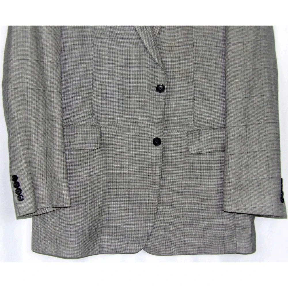 Jos. A. Bank 2 Button Wool/Linen Gray‎ Plaid Blazer Men's 44 Long